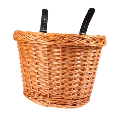 FOYTOKI Handmade Boys and Girls Bike Basket Detachable Front Handlebar Storage Large Capacity Willow Woven Sturdy Bike Front Basket Accessory for Boys Girls