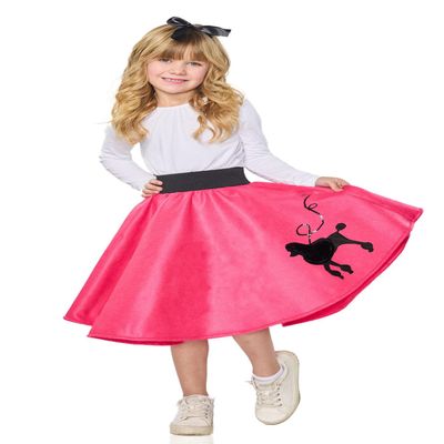 Seeing Red Girls' Poodle Skirt, Small Pink/Black