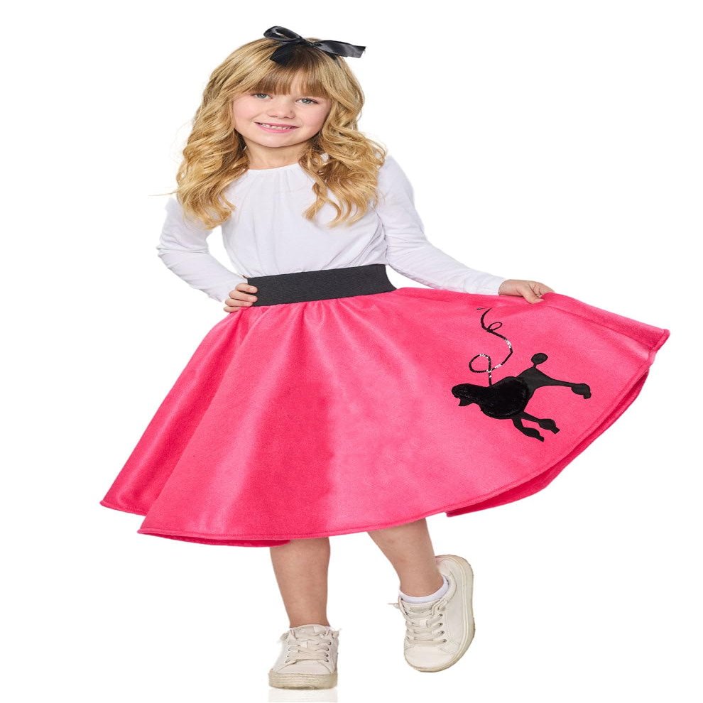 Seeing Red Girls' Poodle Skirt, Small Pink/Black