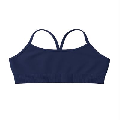 Kurve Girls' Underwear Crop Training Bra, Seamless Racerback Crop Top, UV Protective Fabric UPF 50+ (Made with Love in The USA), Dark Navy, Small/Medium (Ages 4-8)