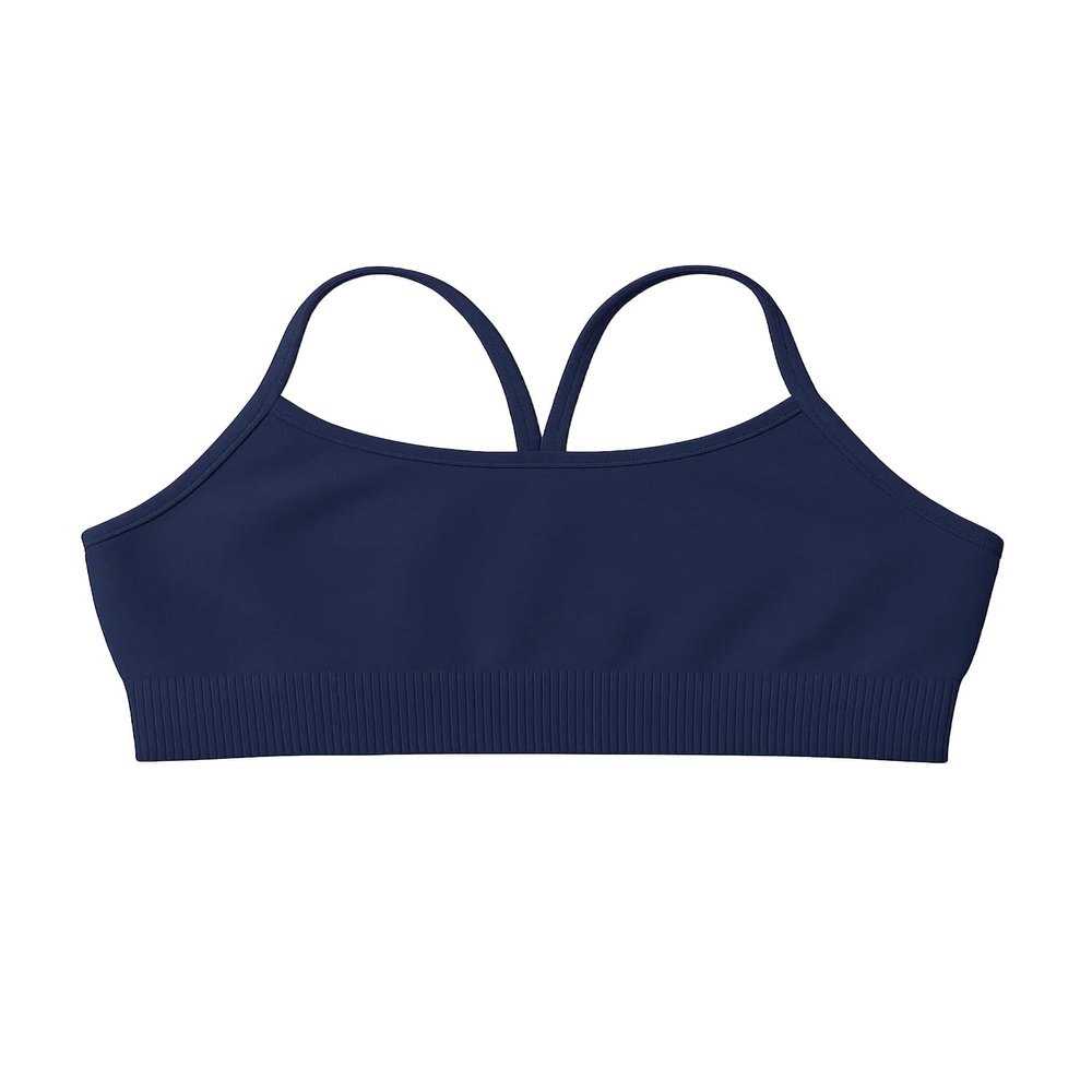 Kurve Girls' Underwear Crop Training Bra, Seamless Racerback Crop Top, UV Protective Fabric UPF 50+ (Made with Love in The USA), Dark Navy, Small/Medium (Ages 4-8)