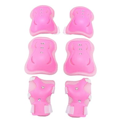 WOONEKY 6pcs Protective Gear Set for Boy Girl Elbow Pads Knee Pads Wrist Guards for Cycling Skateboarding and Outdoor Sports Pink