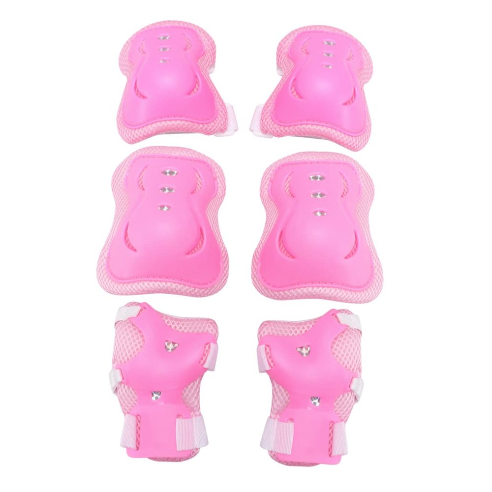 WOONEKY 6pcs Protective Gear Set for Boy Girl Elbow Pads Knee Pads Wrist Guards for Cycling Skateboarding and Outdoor Sports Pink