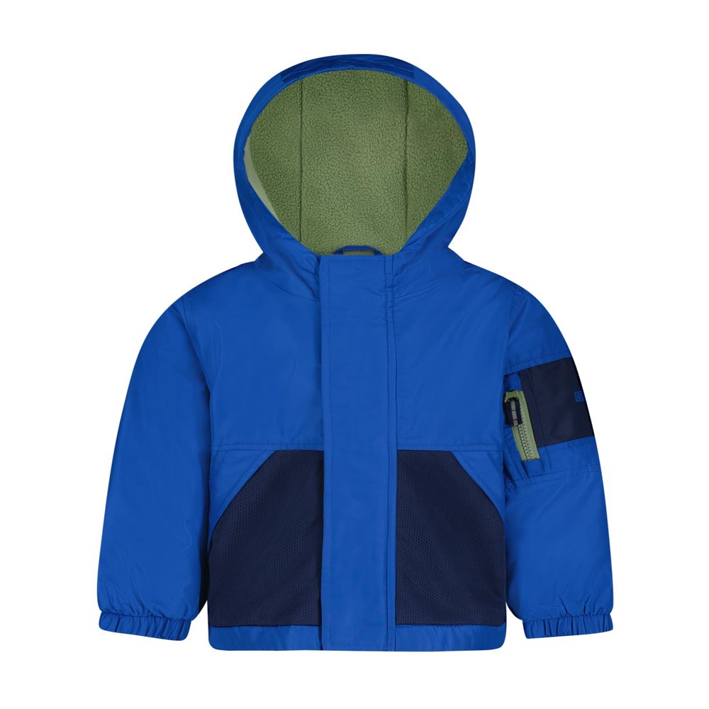 OshKosh B'gosh Baby Boys' Midweight Jersey Lined Hooded Jacket with Zipper Pocket, Blue, 18 Months