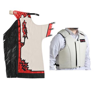 HILASON Western Horse Bull Riding Safety Leather Protective Vest & Rodeo Chaps Combo