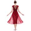 AFAVOM Women Lyrical Modern Contemporary Dance Dress Adult Elegant Split Mesh Flowy Dress Dancewear Tulle Ballet Leotard Lyrical Dancing Performance Costume Backless Ballroom Dress Red XL view 4