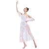 AFAVOM Women Lyrical Dance Costume Adult Elegant Modern Contemporary Dress Dancewear Side Split Mesh Dress Halter Ballet Leotard Lyrical Dancing Performance Ballroom Party Dress White L view 4