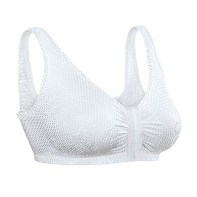 Fox Valley Traders Comfort Sleep Bra, Front Closure, White, Size 46