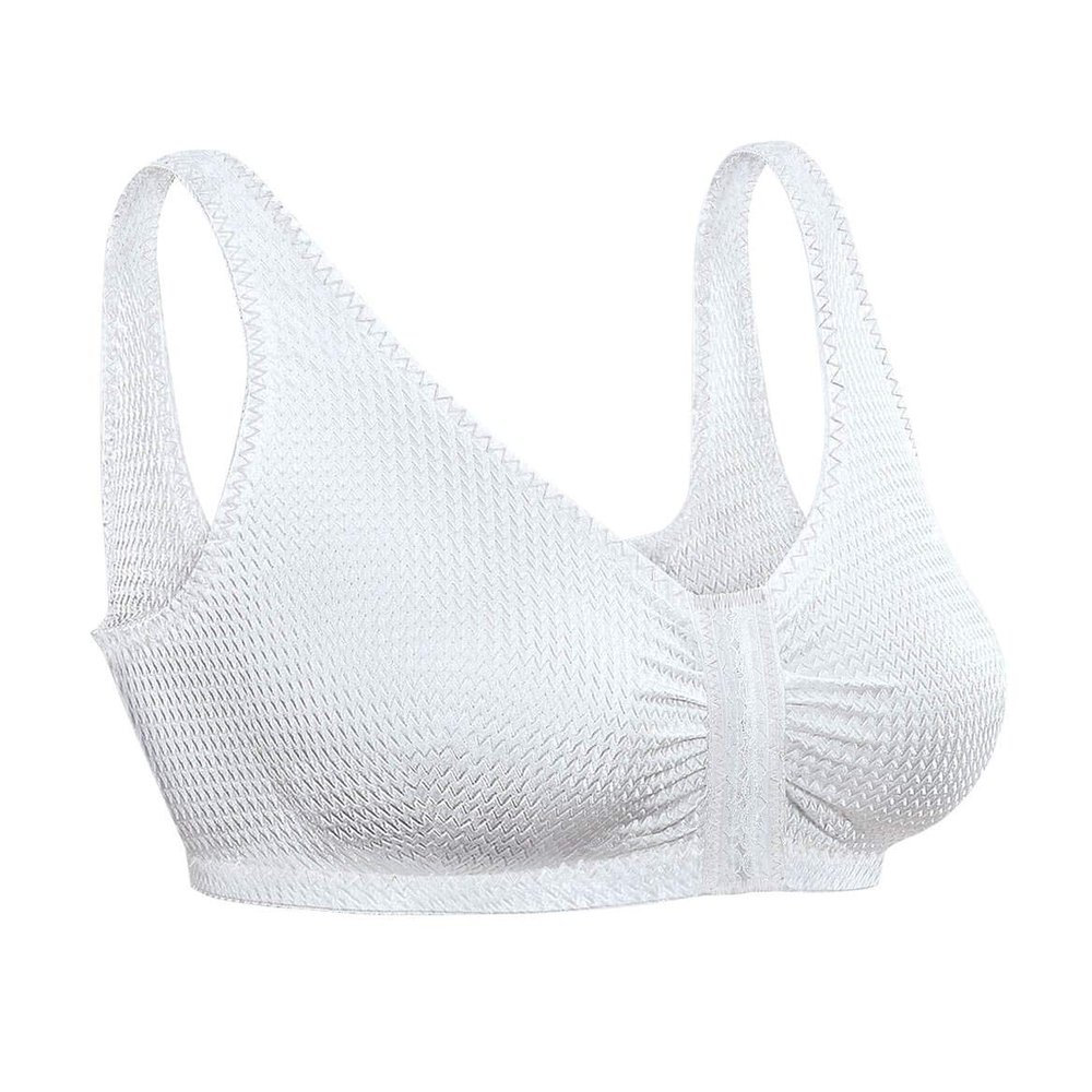 Fox Valley Traders Comfort Sleep Bra, Front Closure, White, Size 46