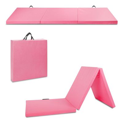 MarKnig 8x2x2Foldable Gymnastics Mat with Carrying Handle, 2-Inch Thick Exercise Tumbling Mats for Kids, Home Exercise Fitness Mat for Aerobics, Yoga, Stretching, Blue and Pink.
