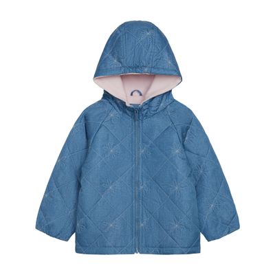 Carter's Baby Girls Midweight Quilted Fall Coat, Chambray, 12 Months