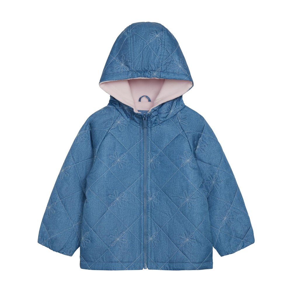 Carter's Baby Girls Midweight Quilted Fall Coat, Chambray, 12 Months