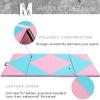 MarKnig 10x4x2Foldable Gymnastics Mat with Carrying Handle, 2-Inch Thick Exercise Tumbling Mat for Kids, Home Exercise Fitness Mats for Aerobics, Yoga, Stretching,(Pink&Blue) view 2