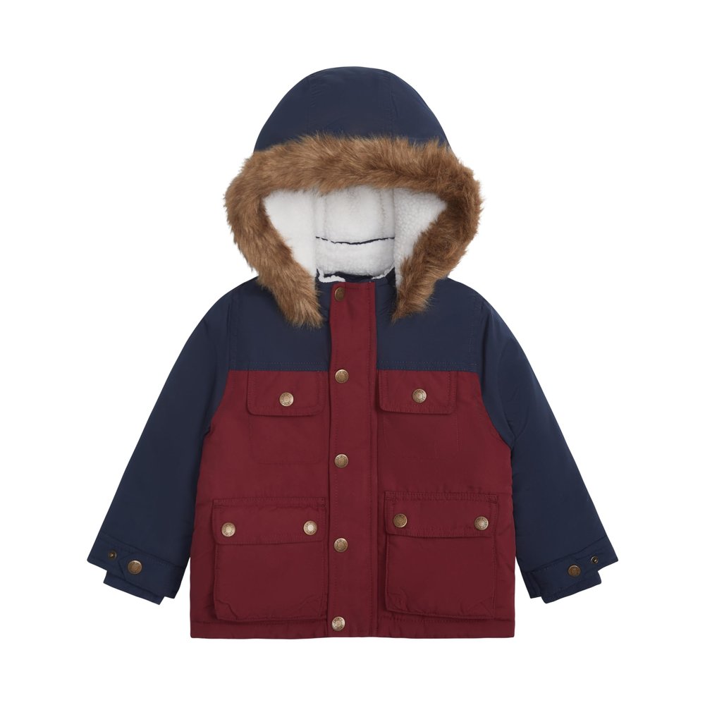 Carter's Baby Boys Warm Winter Parka Hooded Jacket, Navy, 12 Months