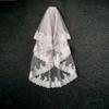 HUFFA Short Ivory Embroidered Lace Edge with Comb Boho Wedding Bridal Headdress Two Tier Veil(Ivory) view 2