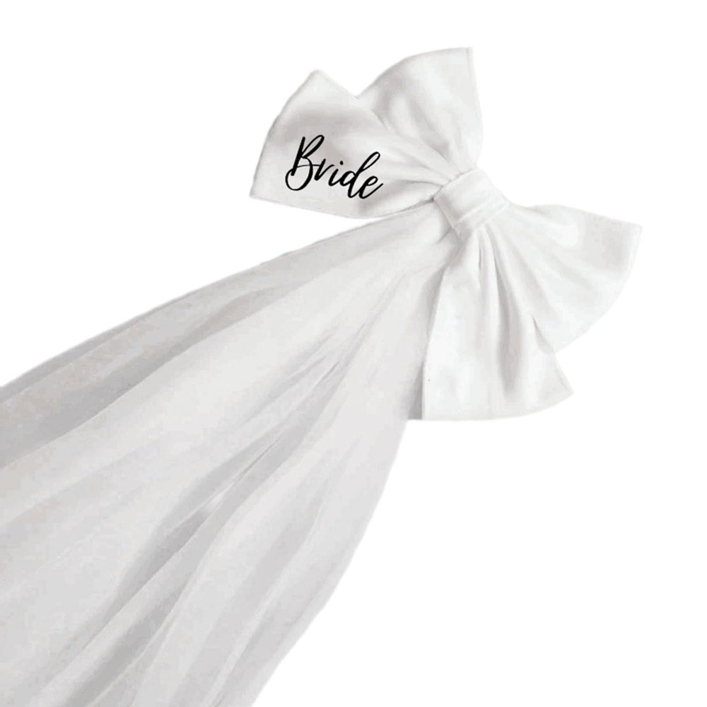 hokojix Delicate Bride Layer Veil Headpieces with Ribbon Bowknot Veil Wedding Party Bride Veil Festival Photography Veil