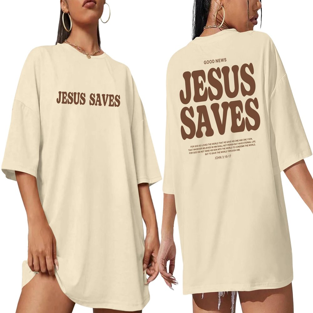 Women Christian Shirt Oversized Funny Saying Religious Shirts Jesus Tee Top Short Sleeve(Apricot, X-Large)