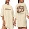 Women Christian Shirt Oversized Funny Saying Religious Shirts Jesus Tee Top Short Sleeve(Apricot, X-Large) view 1