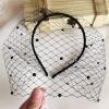 HUFFA Pearls Beading Black Mesh Face Veil Women Headband Cocktail Party Hair Accessories Wedding Headwear view 4