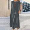 Akivide Womens Dark Gray Velvet Maxi Dress Long Sleeve Round Neck Oversized Loose-Fit Dress Trendy Fall Casual Outfit view 2
