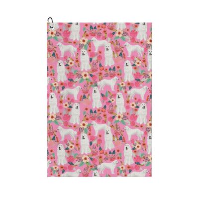 Xsovgoi Great Pyrenees Dog Floral Flower Waffle Golf Towels (24"X16") for Golf Bag with Hook and Loop Fastener
