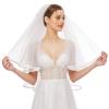 hokojix Wedding Bridal Veil with Comb Illusion Tulle Ribbon Sheer Veils Hair Accessories for Bride 2 Tiers Elbow Length view 3