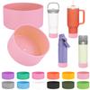 2Pcs Silicone Boot Sleeve for Stanley IceFlow Fast Flow Water Bottle 24oz,Silicone Boot Bumper for Stanley Quencher 40oz,for IceFlow 20oz 30oz,for Quick Flip GO 24oz BottleThickened (Pink) view 1