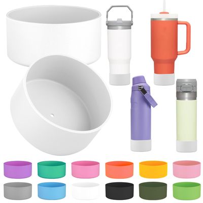 2Pcs Silicone Boot Sleeve for Stanley IceFlow Fast Flow Water Bottle 24oz,Silicone Boot Bumper for Stanley Quencher 40oz,for IceFlow 20oz 30oz,for Quick Flip GO 24oz BottleThickened (White)