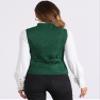 Allegra K Vintage Suit Waistcoat for Women's Gothic Blazer Sleeveless Steampunk Jacquard Dressy Vest Large Green view 3