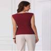 Allegra K Side Tie Tops for Women's Dressy Wrap Work Elegant Cap Sleeve Blouse X-Small Burgundy view 2