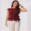 Allegra K Side Tie Tops for Women's Dressy Wrap Work Elegant Cap Sleeve Blouse X-Small Burgundy view 3