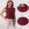 Allegra K Side Tie Tops for Women's Dressy Wrap Work Elegant Cap Sleeve Blouse X-Small Burgundy view 4
