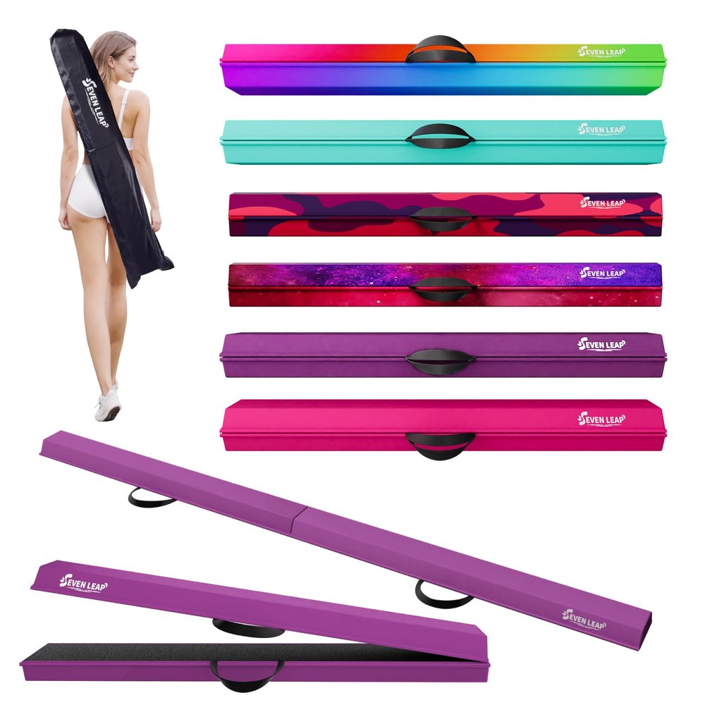 Seven Leap 6ft/8ft Folding Balance Beam, Foldable Gymnastics Balance Beam Foam for Kids and ToddlersFolding Beam with Non Slip Rubber Base, (Purple, 6 Ft)