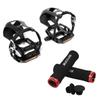 BUCKLOS Black Bike Pedals with Toe Cages and Straps with Single Lock on Bike Handlebar Grips Foam Silicone Sponge Handle Bar view 1