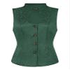 Allegra K Vintage Suit Waistcoat for Women's Gothic Blazer Sleeveless Steampunk Jacquard Dressy Vest X-Small Green view 1
