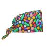 Colorful Tablets and Pills Working Cap Scrub Cap with Sweatband Adjustable Unisex Women Tie Back Hat Nurse Surgical Caps view 1