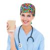 Colorful Tablets and Pills Working Cap Scrub Cap with Sweatband Adjustable Unisex Women Tie Back Hat Nurse Surgical Caps view 4