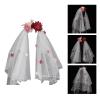 hokojix Realistic 3D Flower Long Tulles French Carnivals Bride Veil for Marriage Wedding Celebration Party Flower Veil view 2