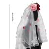 hokojix Realistic 3D Flower Long Tulles French Carnivals Bride Veil for Marriage Wedding Celebration Party Flower Veil view 3