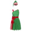 YEAHDOR Womens Xmas Santa Claus Costume Shining Sequins Dance Dress Candy Cane Costume with Santa Hat Green Large view 3