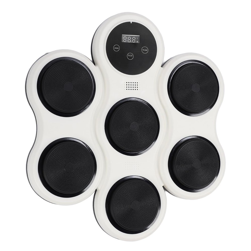 Jauarta Music Boxing Machine Adjustable Speed Stress Relief Timer Recording Wall Mounted Electronic Boxing Workout Target with Gloves for Home Indoor (White)