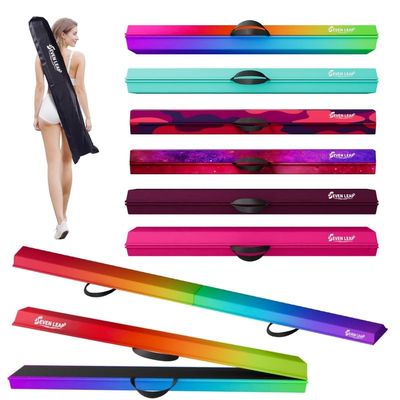Seven Leap 6ft/8ft Folding Balance Beam, Foldable Gymnastics Balance Beam Foam for Kids and Toddlers 3-12Folding Beam with Non Slip Rubber Base, (Rainbow, 8 Ft)
