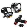 BUCKLOS White Bike Pedals with Toe Cages and Straps with Single Lock on Bike Handlebar Grips Foam Silicone Sponge Handle Bar view 1