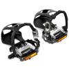 BUCKLOS White Bike Pedals with Toe Cages and Straps with Single Lock on Bike Handlebar Grips Foam Silicone Sponge Handle Bar view 2