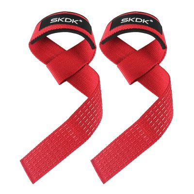 10xsport Anti-Slip Weightlifting Straps - Padded Neoprene Lifting Wrist Straps for Weightlifting, Bodybuilding, Powerlifting, Strength Training, Deadlifts - Durable Gym Straps for Men & Women, Heavy Pull Support (Red)