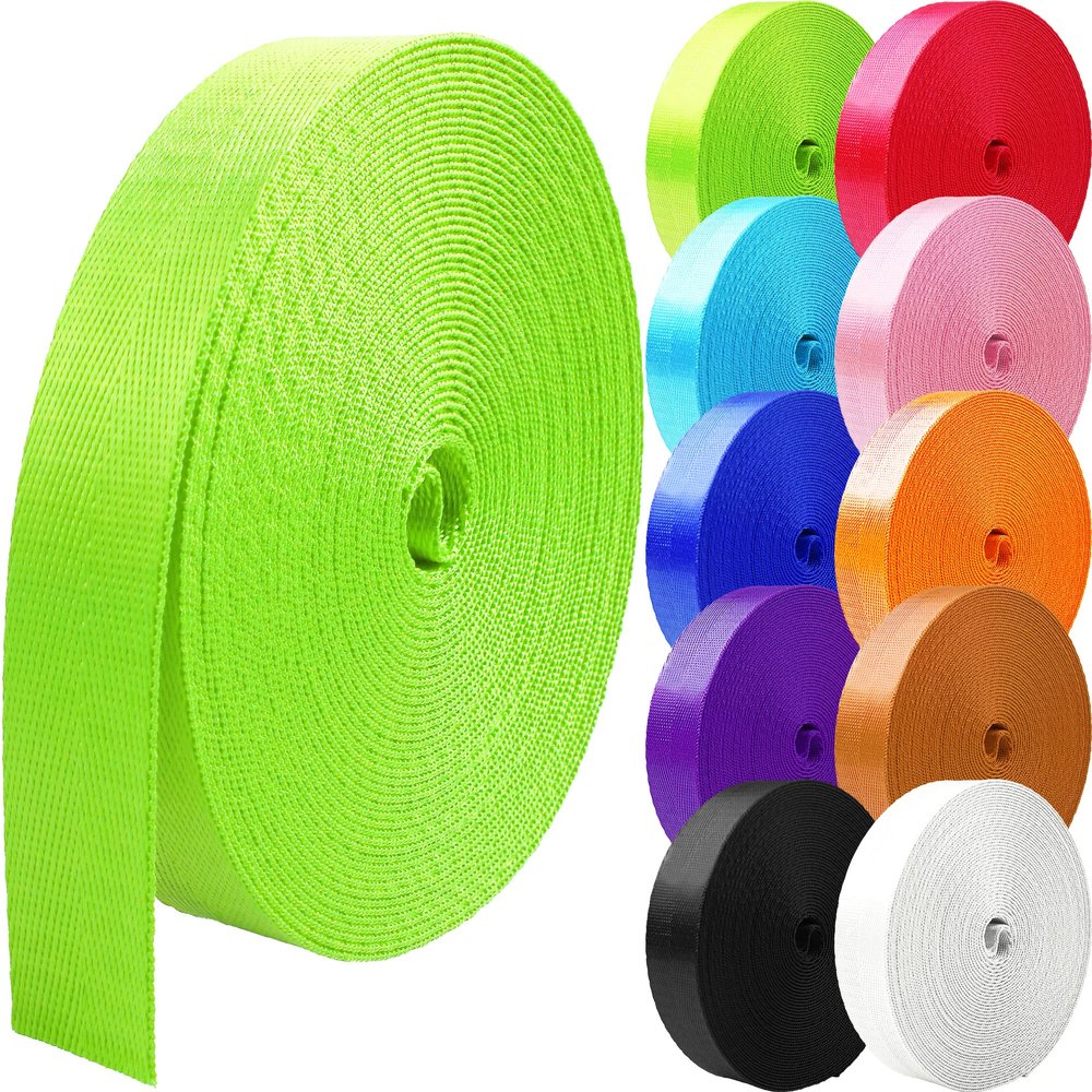 Grosun 50 Yards Nylon Webbing 1 inch 1.5 inch 2 inch Webbing Nylon Strap Backpack Straps Belt, 10 25 50 3.3 Yards Webbing (Fluorescent Green, 2 inch)