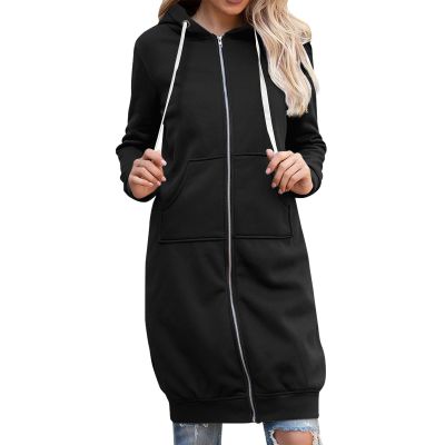 Womens Zip Up Jacket Fleece Long Jacket Y2k Hoodie Casual Loose Fit Hooded Sweatshirt Women Full Zip Plus Size Tunic Sweatshirt Mid Length Trendy Long Sleeve Oversized Hoodie Cozy Cardigan Jacket