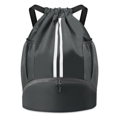BROTOU Soccer Bags, Football Backpack, Volleyball Bag, Drawstring Backpack with Ball and Shoe Compartment, Football bags for Equipment Swim Gym Bag (Dark Gray)
