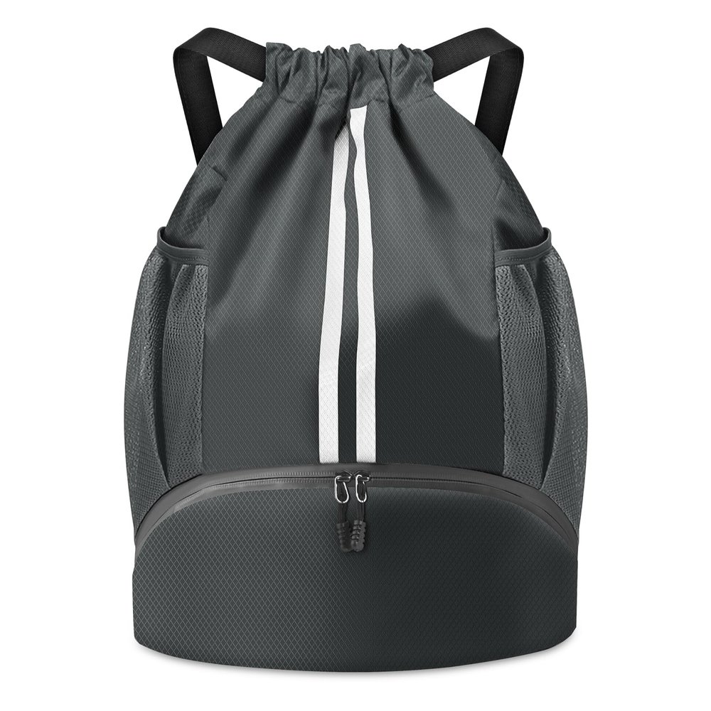 BROTOU Soccer Bags, Football Backpack, Volleyball Bag, Drawstring Backpack with Ball and Shoe Compartment, Football bags for Equipment Swim Gym Bag (Dark Gray)