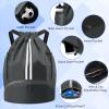 BROTOU Soccer Bags, Football Backpack, Volleyball Bag, Drawstring Backpack with Ball and Shoe Compartment, Football bags for Equipment Swim Gym Bag (Dark Gray) view 4